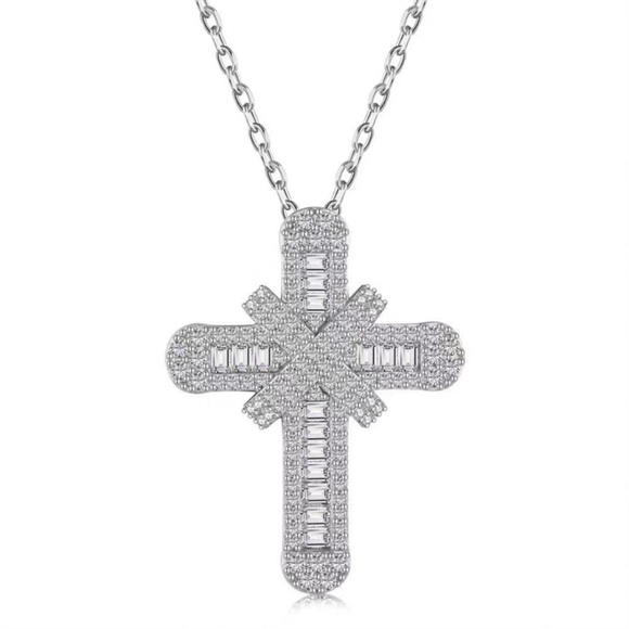 Sterling sliver diamond cross - Picture 5 of 13